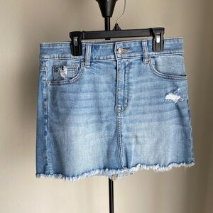 American Eagle Outfitters Light Blue Distressed Mini Skirt